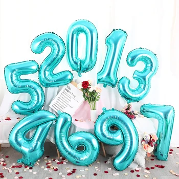 1PC 30Inch Slim Tiffany Azul a Cor da Folha de Número de Balões de 0-9 Digital Globos Para a Festa de Aniversário de Decorações de Ano Novo Decorações 2021