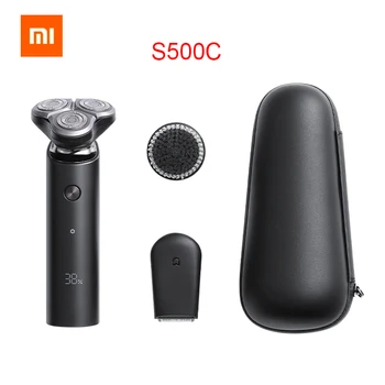 Xiaomi Mijia máquina de Barbear Eléctrica S500 S500C 3 Cabeça Flex de Barbear a Seco Molhado de Barbear Lavável Portátil Aparador de Barba de Limpeza de Rosto 3 Em 1
