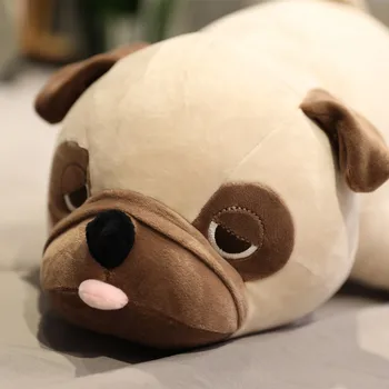 55-90CM Bonito Cão Pug Brinquedos de Pelúcia Recheado Kawaii Animal Cão Travesseiro de Bebê Dormir Apaziguar Criança Presente de Aniversário para crianças, Crianças