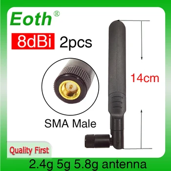 EOTH 2pcs de 2,4 g de 5,8 g antena de 8dbi sma macho wlan wi-fi dual band antene iot módulo roteador tp link receptor de sinal de antena de alto ganho