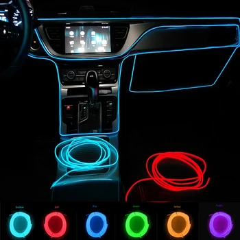 Interior do carro Lâmpadas Decorativas Tiras Atmosfera Lâmpada de Luz Fria Decorativos Dashboard do Console de Auto LED Luzes Ambiente 1/2/3/4/5M