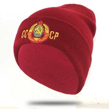 bordados CCCP união SOVIÉTICA chapéu de algodão flexível quente beanie chapéu para o Outono Inverno da Rússia beanies knitted cap unisex
