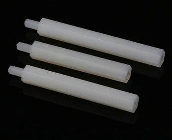 100pcs M4*15+6 mm Sextavado de nylon coluna Única cabeça de isolamento do suporte da coluna intervalo de coluna em plástico Nylon varas