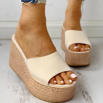 Moda 2020 Novas Verão de Mulheres Sandálias Peep-Toe Sapatos da Mulher de Salto Alto Platfroms Casual Cunhas Para as Mulheres, Salto Alto Sapatos