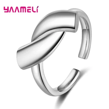 Simples de Abrir Torcida Suave Ajustável Anel de Prata 925 Infinito Anéis de Dedo para as Mulheres Minimalista Abrir Jóias Anéis