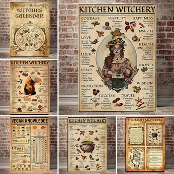 Engraçado Cartazes Cozinha Witchery De Lona Imprime Decoração De Parede, Imagens De Arte Bruxas Conhecimento Mágico Pintura Presentes Casa Decoração