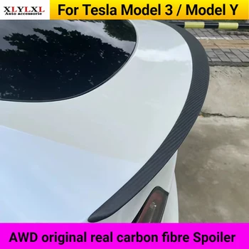 AWD real original Spoiler de fibra de carbono para o Tesla Model 3 carro Spoilers para Tesla Model Y