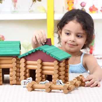 Onshine DIY Casa 170pcs de Madeira Farm e loja de log do conjunto de Blocos de Construção da Arquitetura de Brinquedos para as Crianças 3Y+