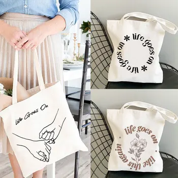 Kpop BTS Vida Continua Inspirado Tote Bag shopper bag bonito, sacolas de lona, saco de supermercado, saco de Compras, Sacos de anime presente tote bag