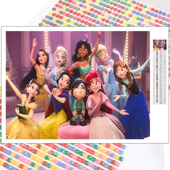 Diamante Pintura Disney Princesa Todos 5D DIY Fantasia de Personagens de desenho animado, Cheio de Broca de Mosaico, Bordados em Ponto Cruz a Arte de Decoração de Casa