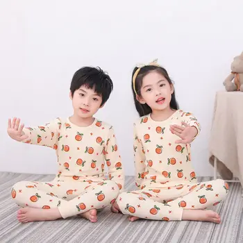 4 6 8 10 12 Anos Crianças De Pijamas Outono Conjunto De Roupas Para Meninos Meninas Tops + Calças De Pijamas Cartoon Unicórnio Crianças Pijamas De Algodão