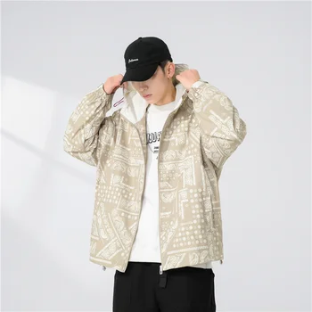 Primavera, Outono, Em 2022, Estudante de Jovens Homens Casaco de Design Fino Blusão Estilo coreano Simples Folgado com Capuz Jaqueta de Impressão