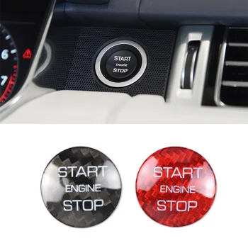 1Pcs Real de Fibra de Carbono Start Stop Botão do Mecanismo de Lantejoulas Adesivo Para Land Rover Defender o Range Rover Evoque Velar Esporte 2016-2021