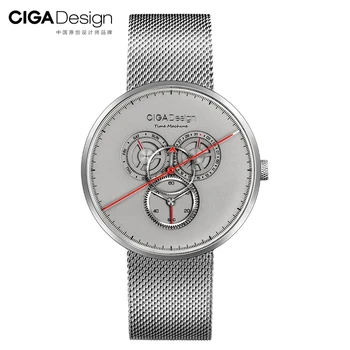 CIGA Design I Série Moda Simples Mostrador Redondo de Aço Inoxidável do Relógio de Quartzo