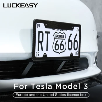 LUCKEASY Tesla Model 3 Acessórios Auto Modificação Exterior model3 2017-2022 2021 Liga de Alumínio da Placa de Licença Quadro-NOS