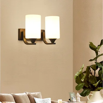 American Loft de Ferro lâmpadas de parede quarto de cabeceira corredor de Decoração de lâmpada Branco minimalista de vidro Abajur de parede de luz de E27 Luminária