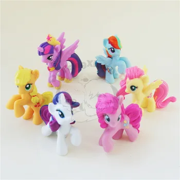 6pcs/monte Figuras de Ação 5cm Cavalo Boneca Seis caracteres Brinquedos Raridade&Rainbow Dash&Twilight Sparkle&Fluttershy&Applejack&Pinkie pie