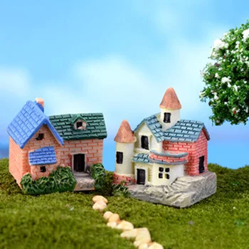 2,5 cm Moss Micro-paisagem Suculenta vaso de Flores de Decoração Enfeites Mini Brick Villa Pequena Casa Modelo Crianças brincam Casa de Brinquedos
