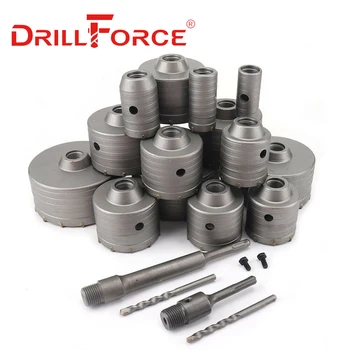 Drillforce 30-160mm Concreto Buraco Viu Elétrico Núcleo Oco de Cimento Pedra Condicionador de Ar de Parede de Alvenaria SDS Plus Max Hex Broca