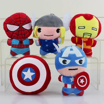 5Styles super-Heróis de os Vingadores Brinquedos de Pelúcia Capitão América Thor Homem de Ferro, homem-Aranha Escudo de Pelúcia Pingente de Brinquedos Bonecas 11cm