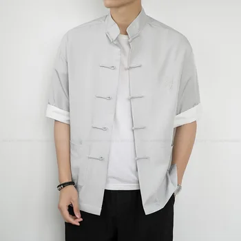 De Estilo tradicional Chinês Camisas de Tang Terno Hanfu Jaquetas de Kung Fu Qipao Coats Casual Blusa Tops Orientais Roupas tops