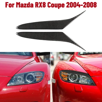 2pcs de Fibra de Carbono Farol da Sobrancelha Pálpebras Tampa de acabamento para Mazda RX-8 RX8 2004-2008 Carro Adesivos Auto Acessórios