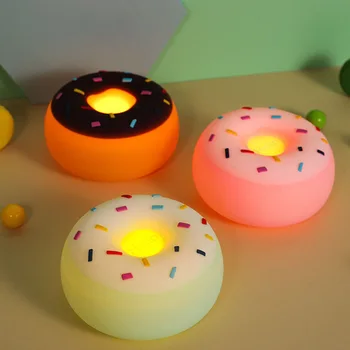 Donuts de silicone luzes da noite bonito dos desenhos animados USB nightlight ativado por voz pat luzes