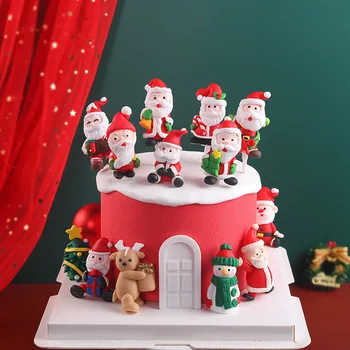 Bonito dos desenhos animados de Feliz Natal Bolo, Enfeites de Papai Noel Veado do Boneco de neve, Árvore de NATAL Bolo Toppers de Decoração para o Ano Novo Feliz 2021