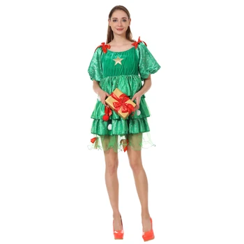 Eraspooky Mulheres Verdes Da Árvore De Natal Vestido De Duende Cosplay Trajes De Carnaval, Festa De Purim Desempenho De Ano Novo De Vestido Lolita
