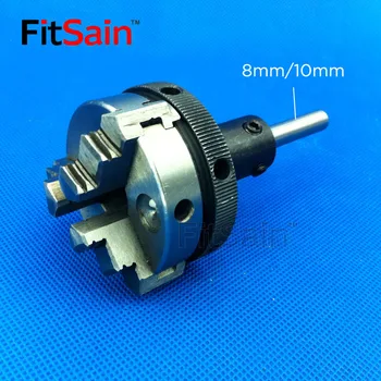 FitSain-Três mandril de maxilar D=50mm CNC mini AUTO-CENTING maiually operado chuck Banco Torno parte do eixo de diâmetro de 8mm/10mm/12mm/14mm