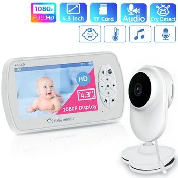 4.3 polegadas sem Fio do Vídeo de Cor do Monitor do Bebê 1080P Áudio Câmera Monitor de Temperatura de 2 Vias de Áudio VOX canção de ninar Babá Câmera de Segurança