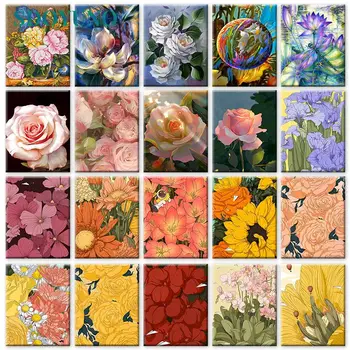 SDOYUNO DIY Imagens Pelo Número de Flor Série de Kits de Pintura Por Números Pintados à Mão, Pinturas de Arte de Desenho Em Tela Dom Casa Dez