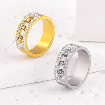 XQNI de Aço Inoxidável, Anéis de Zirconia Cúbico Charme Pedra de Cristal de Jóias Para as Mulheres os Homens de Noivado alianças de Casamento Romântico Presentes