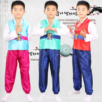Tradicional coreana Roupas para Meninos de Dança Traje Hanbok Vestido Performance no Palco do Festival de Roupa Roupas+Calça 110-150CM