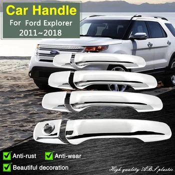 Ajuste para Ford Explorer 2011~2018 Classic Cromado Inteligente Capa maçaneta da Porta do Carro de Exteriores de Acessórios Película Protetora Adesivos
