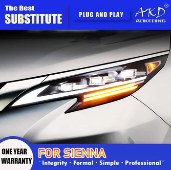 AKD Lâmpada de Cabeça para Toyota Sienna Farol do DIODO 2021-2022 Faróis Sienna DRL Sinal de volta Feixe de Alta Anjo Olho da Lente do Projetor