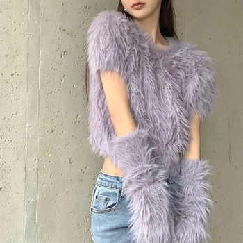 2022 no Inverno Para Mulheres coreano Estilo Retro Macio Quente suéter de Cashmere mangas Removíveis Slim pulôver de Malha, tops