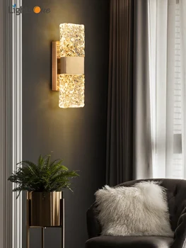 Luz moderna de luxo de cristal da lâmpada de parede simples sala de estar de plano de fundo de parede de cabeceira da luz
