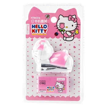 Hello Kitty anime Aluno do ensino Fundamental Mini Grampeador Pequeno Grampo Conjunto de artigos de Papelaria do Estudante de materiais Escolares de uma peça