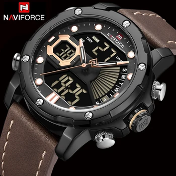 NAVIFORCE 2020 Nova Marca de Moda Mens Relógios do Esporte Homens Militar Display LED Relógio de Quartzo do Calendário Automático de 30M Impermeável Relógio