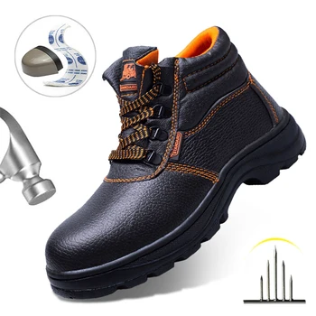 Trabalho Sapatos de Protecção de Sapatos de Homens de Proteção Impermeável Botas de Construção de Sites Anti-perfuração e Quebrando a Segurança do Trabalho, Sapatos de