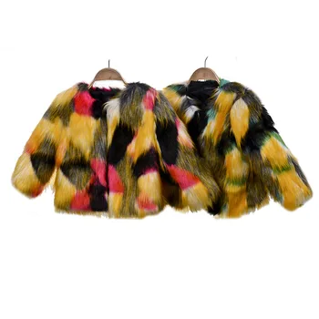 2019 Colorido crianças casaco de menina de casaco / Falso casaco de pele de bebê menina de casaco