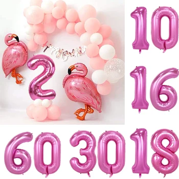 Jumbo cor-de-Rosa Folha de Mylar Número de Balões para Homens Mulheres 60 anos de Decorações de Festa de 60 Anos da Festa de Aniversário de Suprimentos