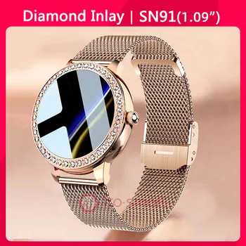 Senhora Diamantes Smart Watch Mulher Linda Smartwatch da frequência Cardíaca IP68 Impermeável Relógio Inteligente com IOS Android Esportes Smart-assistir
