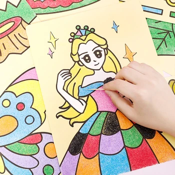 Criativo DIY Areia Pintura de Crianças Montessori Brinquedos para Crianças de Artesanato Doodle Cor de Areia de Arte, Fotos de Papel de Desenho de Brinquedos Educativos
