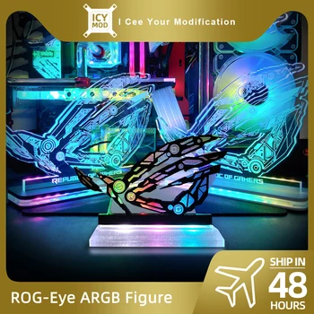 Um-RGB ROG Figura Crença Ornamentos Republic of Gamers 5V3PIN LED arco-íris de Iluminação AURA de SINCRONIZAÇÃO de Jogador de Gabinete de Acrílico Base de Iluminação