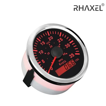 RHAXEL 85mm GPS Velocímetro 0-15Knots 0-35Knots 0-70Knots para Barco Iate Vasos Universal com Luminoso Vermelho
