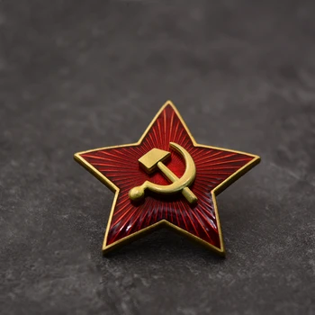 União soviética CCCP Exército Vermelho Crista Rússia Pequena Estrela Vermelha Foice, Machado de 3D de Bronze de Lenine Cap Insígnia Broche de Medalhas da URSS
