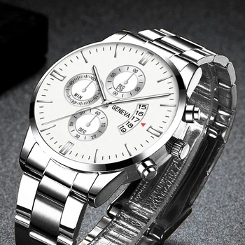 Casual Relógio de Desporto para Homens de Aço Inoxidável de Negócios de Luxo, Relógios de Quartzo Homem da Moda, o Calendário de Couro Relógio Reloj Hombre