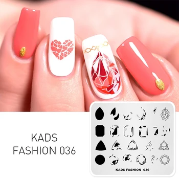 KADS MODA 036 Brilho de jóia de Unha de Estampagem de Placas de Chegada Nova Nail Art Stamp Estamparia Imagem de Modelo de Chapa de nail art estênceis